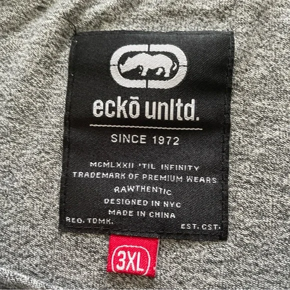 Ecko UNLTD Shirt Men's 3XL Gray Spellout Graphic Short Sleeve Hip Hop Streetwear - Picture 4 of 8